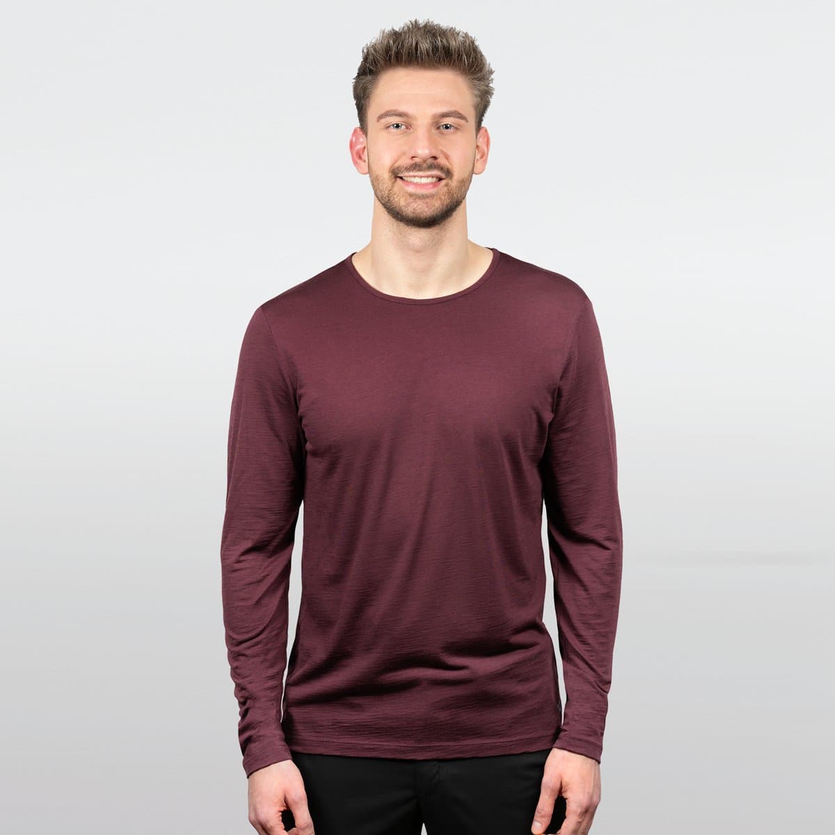 Nexural Pure Merino Langarmshirt Weinrot