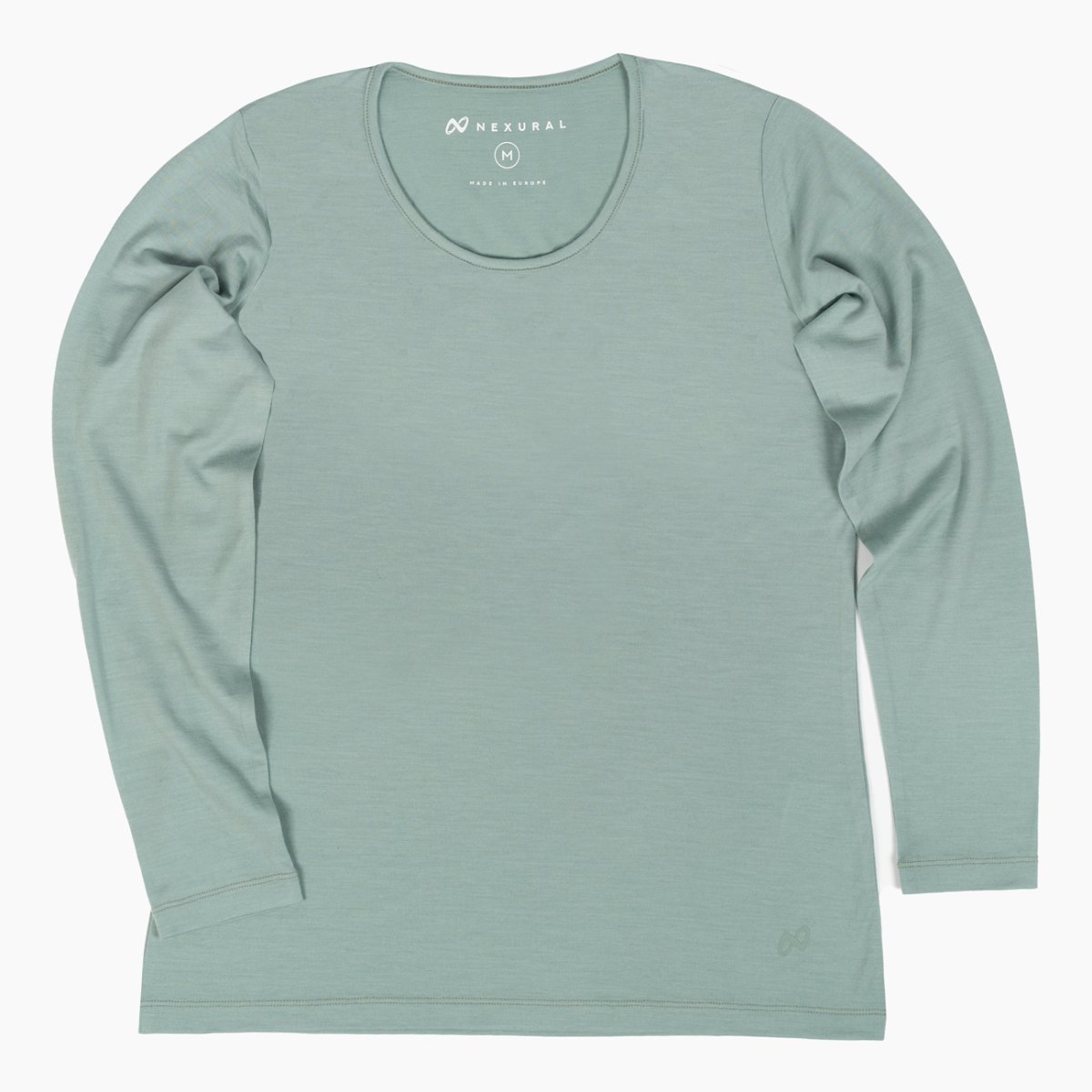 Nexural Pure Merino Langarmshirt Damen Mintgrün flach liegend