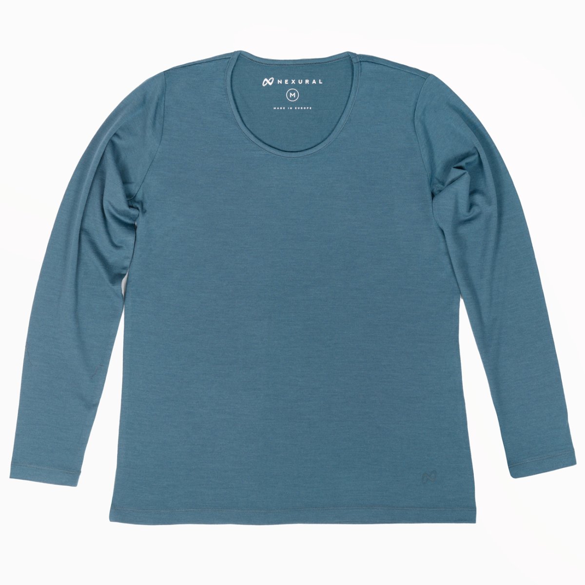 Nexural Pure Merino Langarmshirt Damen Petrol flach liegend