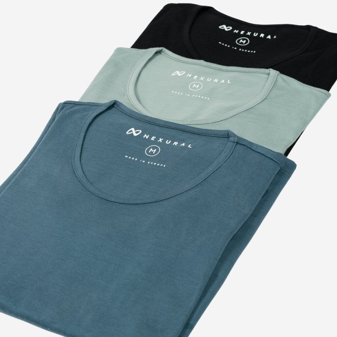 Nexural Pure Merino Langarmshirt Damen Petrol, Schwarz, Mintgrün