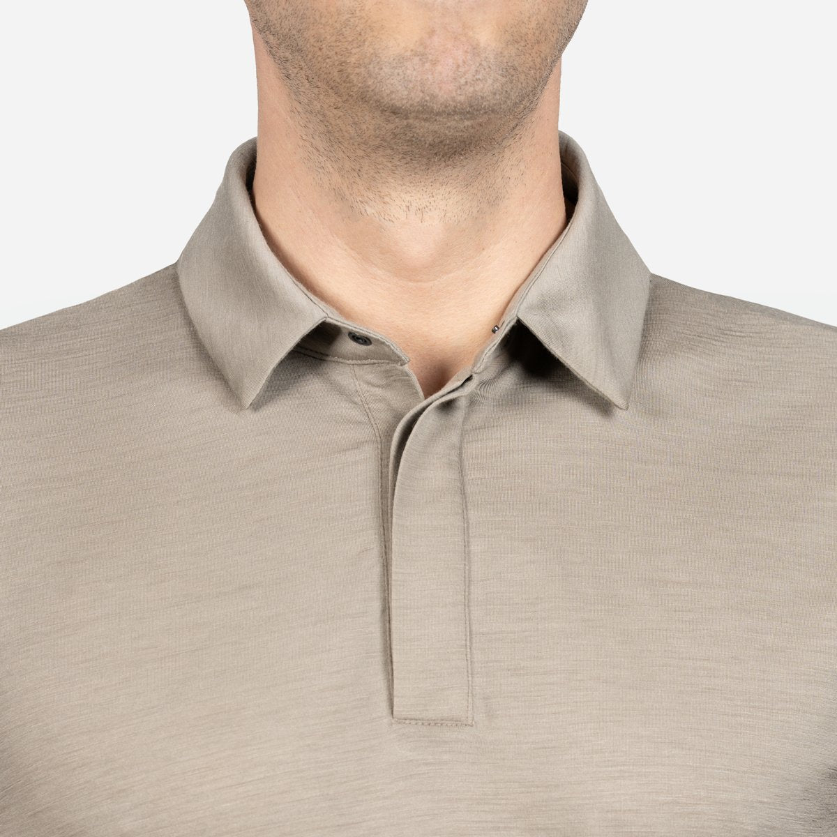 Nexural Pure Merino Poloshirt Beige Kragen