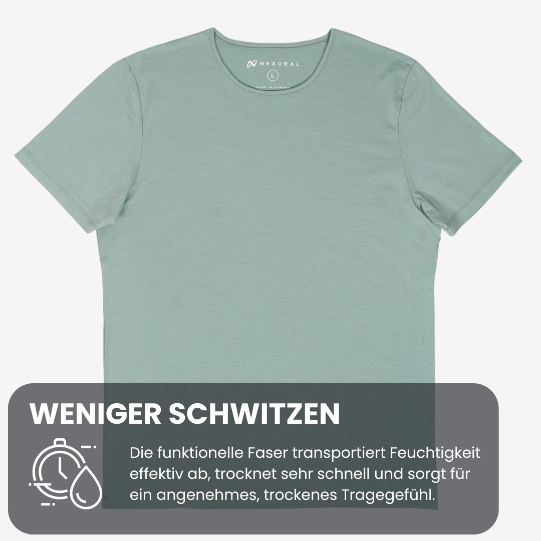 Nexural Pure Merino T-Shirt Herren Mintgrün flach liegend