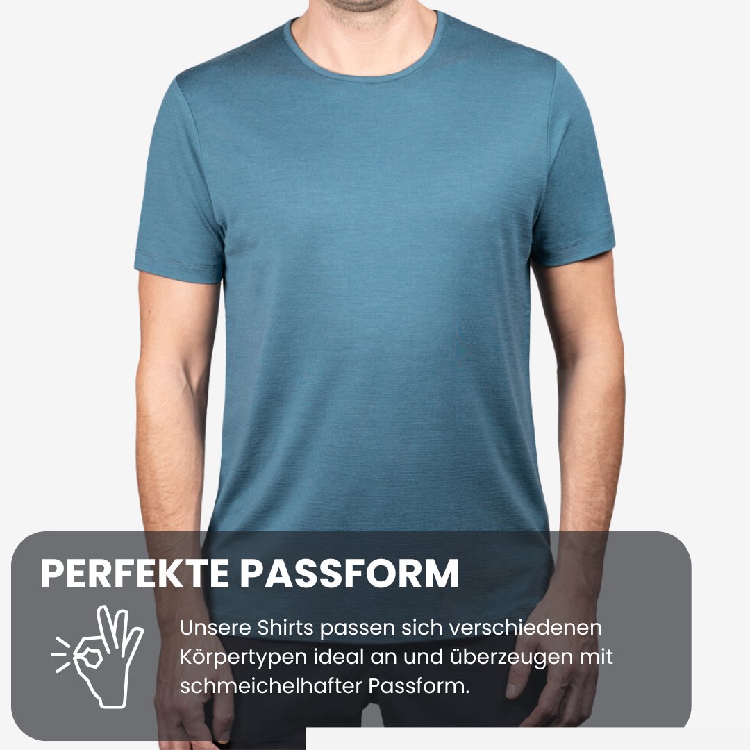 Nexural Pure Merino T-Shirt Herren, perfekte Passform