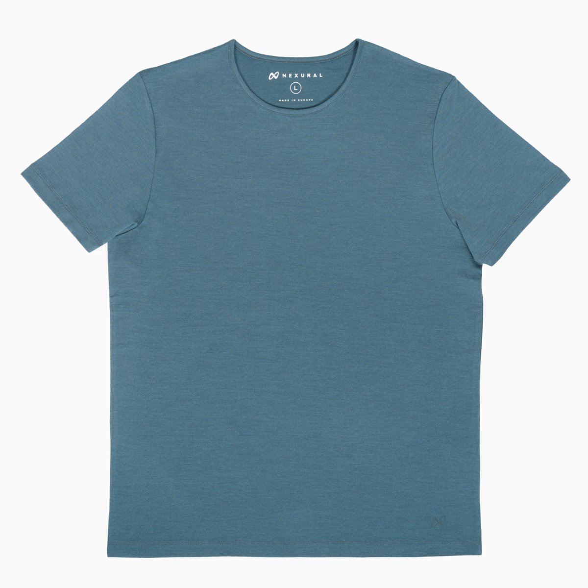 Nexural Pure Merino T-Shirt Herren Petrolblau flach liegend