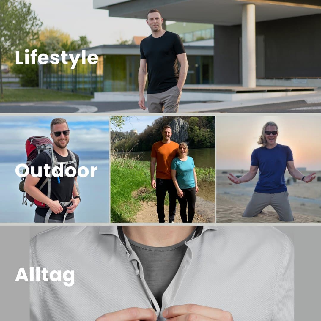 Nexural Pure Merino T-Shirt Herren Lifestyle Collage