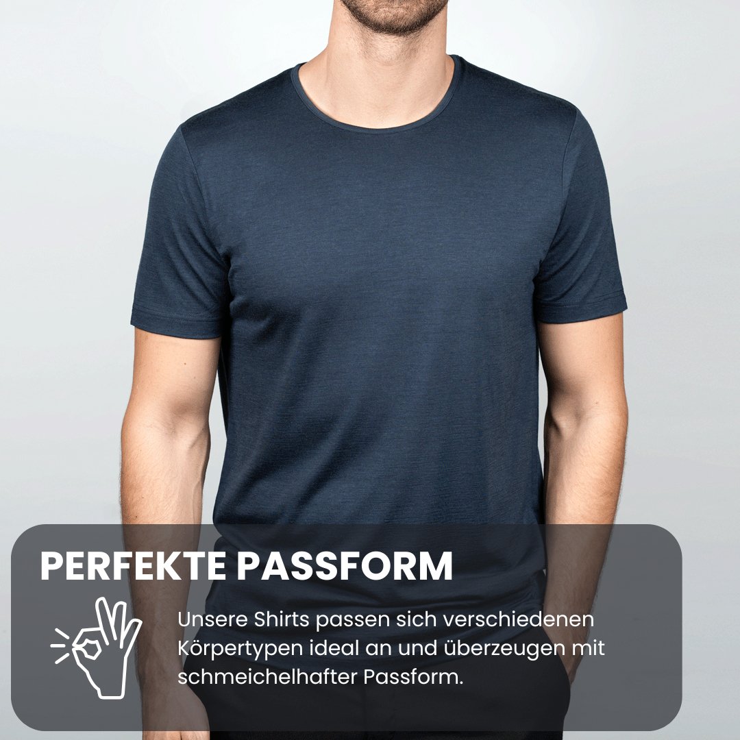 Nexural Pure Merino T-Shirt Navy, perfekte Passform